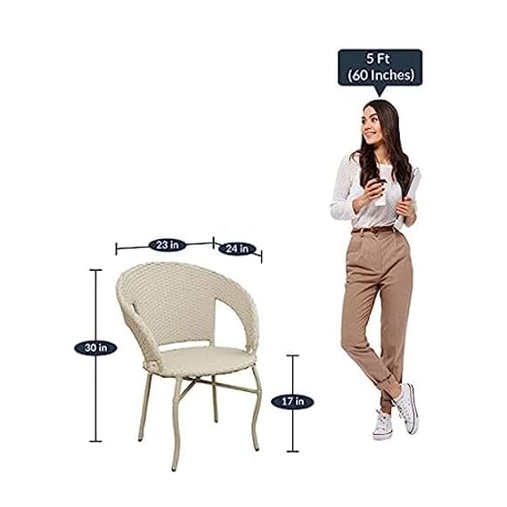 Craft Furniture D-12|Indoor |Outdoor |Living Room| Balcony| Garden|(2 Chair + 1 Table)| Furniture Set| Coffee Chair Table Set| Powder Coated|(Cream)