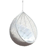 Craft Rattan 1 Seater Swing Chair with Stand and Cushion Hammock Swing for Adult Outdoor Indoor Garden Living Room Balcony Relaxing Chair Jhula (White)