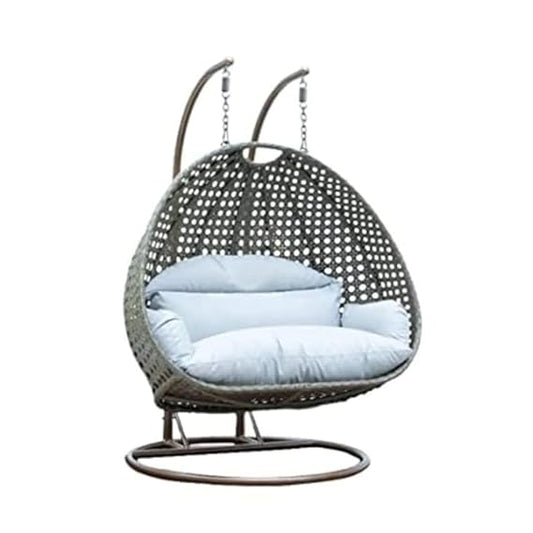 Craft Double Seater Black Swing with Curve Stand & Clear Cushion & Hook for Adults/Outdoor/Indoor/Balcony/Garden
