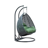 Craft 2 Seater Black Swing with Curve Stand & Dark Green Cushion & Hook for Outdoor,Indoor,Garden,Balcony