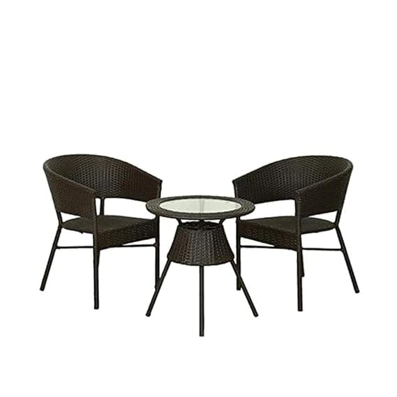 Craft Furniture |D-12 Patio|Indoor| Outdoor| Living Room | Balcony | Garden | Chair Table Set 2+1 (2 Chair + 1 Table)|Furniture Set |Coffee Chair Set|Powder Coated|(Black)