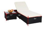 Outdoor Swimming Poolside Lounger (Set of 2 ) With 1 Side Table (Black +White)