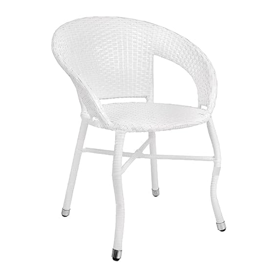 Craft Furniture D-12 Wicker Patio Furniture Sets for Garden Balcony Outdoor Coffee Chair Table Set | Cushion | Powder Coated | UV Protected | Conversation Set |Chairs 2CHAIR 1TABLE Set(White)