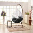 Craft 1 Seater Swing Chair with Stand & Cushion Outdoor, Indoor, Balcony, Garden, Patio, UV Protected Wicker (Black & White)