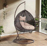 Craft Outdoor Indoor Balcony, Garden, Porch, Back Yard, Living Room, Bed Room, Terrace, Jhula Patio Rattan and Wicker Unique Design Single Seater Swing(Dark Brown &Cream)