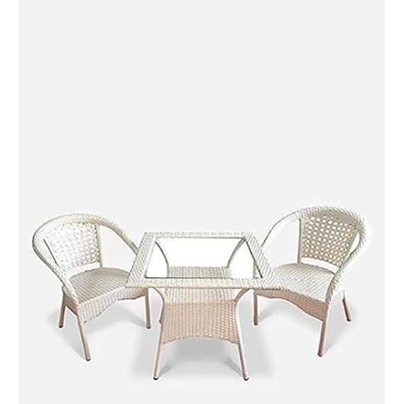 Craft Patio D-8 |Indoor |Outdoor |Living Room| Balcony| Garden| 2Chair 1Table Furniture Set| Coffee Chair Table Set|Powder Coated| Color-Honey