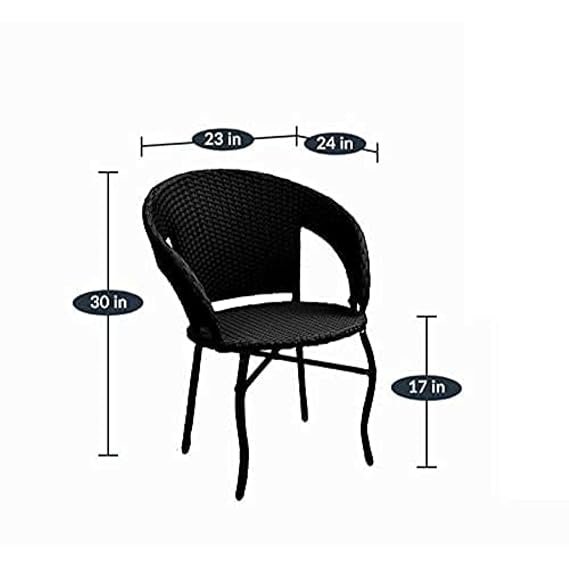 Craft Furniture D-12 Wicker Patio Furniture Sets for Garden Balcony Outdoor Coffee 2Chair with 1Table Set|Cushion|Powder Coated|UV Protected |Conversation Set(Black)