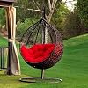 Craft Single Seater Swing Chair with Stand & Outdoor Indoor Balcony Garden Patio,Powder Coated Frame,UV Protected Wicker,Cushion (Swing-Brown/Cushion-RED)