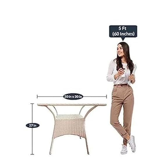 Craft D-8 Chairs Table Set 2+1 Wicker Patio Furniture Sets 2 Chair and 1 Table for Garden Balcony Bedroom Powder Coated Frame Uv Protected Wicker (Honey)