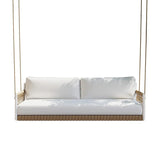 Three Seater Hanging Swing Without Stand For Balcony , Garden Swing (Beige + White)
