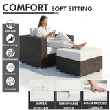 Manward Outdoor Sofa Set 2 Single seater and 1 Ottoman (Brown + White)