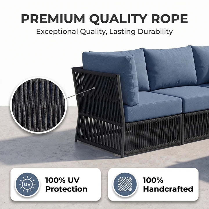 Outdoor Sofa Set 9 Seater, 1 Ottoman and 1 Center Table Set Braided & Rope