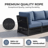 Outdoor Sofa Set 9 Seater, 1 Ottoman and 1 Center Table Set Braided & Rope
