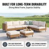 Outdoor Sofa Set 6 Seater and with 2 Ottoman Set (Beige)