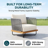 Outdoor Garden Balcony Sofa Set 2 Seater,4 Single Seater With 1 Table Set, Braid & Rope (Grey)