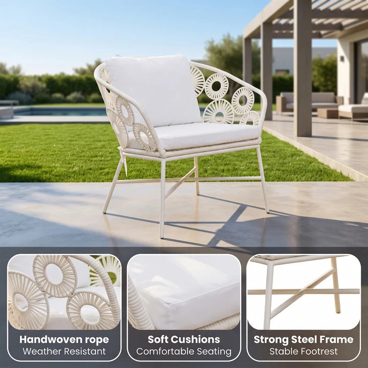 Outdoor Garden Balcony Single Seater Sofa (White)