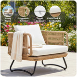 Outdoor Sofa Set 3 Seater, 2 Single seater,2 Ottoman(Beige) Braided and Rope