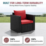 Outdoor Sofa Set 2 Single seater and 1 Center Table (Black + Red)