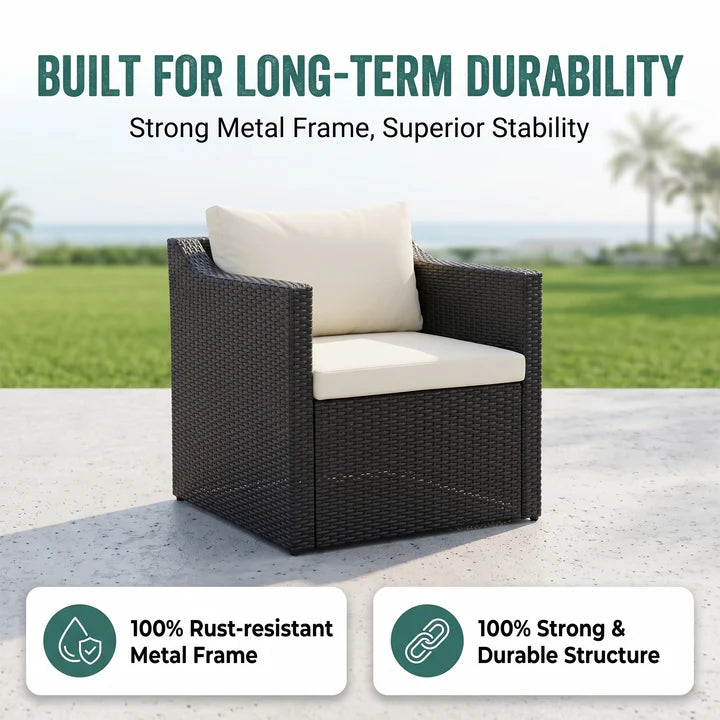 Outdoor Patio Seating Set 2 Chairs and 1 Table Set (Black)