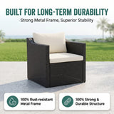 Outdoor Patio Seating Set 2 Chairs and 1 Table Set (Black)