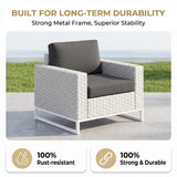 Outdoor Sofa Set 7 Seater, 2 Single seater and 1 Center Table, 1 Side Table With 2 Ottoman Set (White)