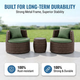 Outdoor Patio Sofa Set 2 Single Seater and 1 Table (Brown)