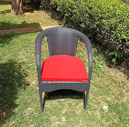 Outdoor D-8 Chairs Table Set 4+1 Wicker Patio Furniture Sets 4 Chair and 1 Table with Cushions for Garden Balcony Bedroom Powder Coated Frame Uv Protected Wicker (Black_STR_RED_Cushion)