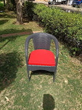 Outdoor D-8 Chairs Table Set 4+1 Wicker Patio Furniture Sets 4 Chair and 1 Table with Cushions for Garden Balcony Bedroom Powder Coated Frame Uv Protected Wicker (Black_STR_RED_Cushion)