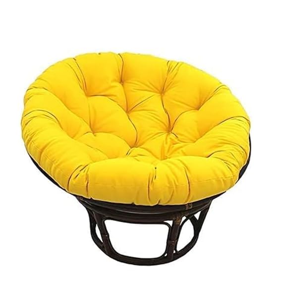 Craft Hanging Swing Chair Cushion for Egg Chair, Jhula & Outdoor Basket Seat | Polyester Padded Pillow (Yellow) (Only Cushion)