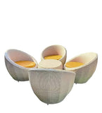Craft Designer Outdoor Wicker Furniture Set - Chair and Table Set for Garden, Balcony, Terrace, Poolside, or Patio - All-Weather Rattan Seating (Apple Chair Beige + Yellow, 4+1)