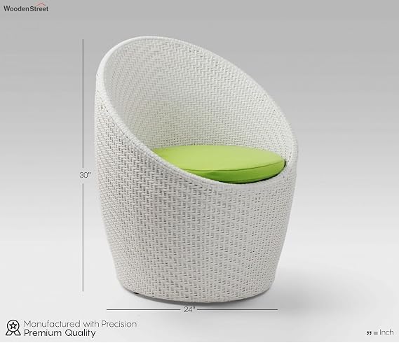 Nest Outdoor Wicker Furniture Set | 2 Chairs with 1 Table | Garden | Balcony | Terrace | Patio | Coffee Area | White Green