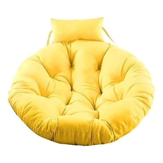 Craft Hanging Swing Chair Cushion for Egg Chair, Jhula & Outdoor Basket Seat | Polyester Padded Pillow (Yellow) (Only Cushion)