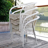 D-8 Wicker Outdoor Furniture Set | 4 Chairs with 1 Table | Garden | Balcony | Patio | Coffee Area | White Orange