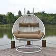 Craft Double White Basket with Curve Stand with Brown Cushion & Hook for Adults & Kids, Outdoor, Indoor, Balcony