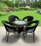 Craft Patio D-8 Patio|Indoor| Outdoor| Living Room | Balcony | Garden |(4 Chair + 1 Table)|Furniture Set |Coffee Chair Set|Color-Black