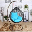 Craft Single Seater Swing Chair with Stand & Cushion Outdoor/Indoor/Balcony/Garden/Patio/Powder Coated Frame/UV Protected Wicker(Black & Sky Blue)