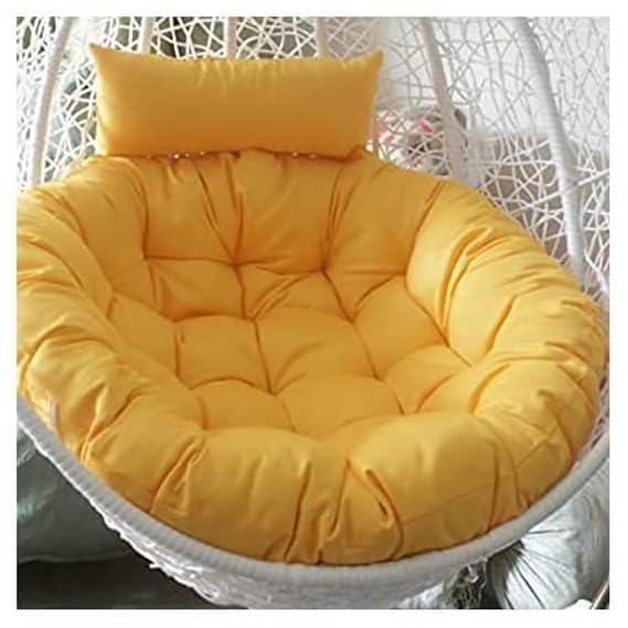 Craft Hanging Swing Chair Cushion for Egg Chair, Jhula & Outdoor Basket Seat | Polyester Padded Pillow (Yellow) (Only Cushion)