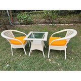 Craft D-8 Chairs Table Set 2+1 Wicker Patio Furniture Sets with Cushions for Garden Balcony Bedroom Powder Coated Frame Protected (Honey+Orange)
