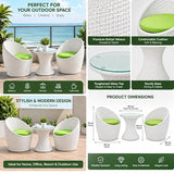 Nest Outdoor Wicker Furniture Set | 2 Chairs with 1 Table | Garden | Balcony | Terrace | Patio | Coffee Area | White Green