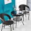 Craft Furniture D-12 Wicker Patio Furniture Sets for Garden Balcony Outdoor Coffee 2Chair with 1Table Set|Cushion|Powder Coated|UV Protected |Conversation Set(Black)