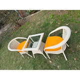 Craft D-8 Chairs Table Set 2+1 Wicker Patio Furniture Sets with Cushions for Garden Balcony Bedroom Powder Coated Frame Protected (Honey+Orange)