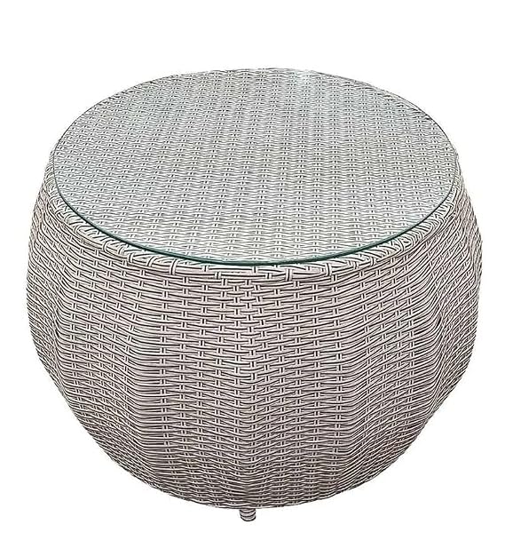 Craft Designer Outdoor Wicker Furniture Set - Chair and Table Set for Garden, Balcony, Terrace, Poolside, or Patio - All-Weather Rattan Seating (Apple Chair Beige + Yellow, 4+1)