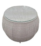Craft Designer Outdoor Wicker Furniture Set - Chair and Table Set for Garden, Balcony, Terrace, Poolside, or Patio - All-Weather Rattan Seating (Apple Chair Beige + Yellow, 4+1)