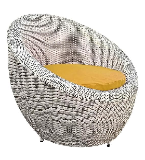 Craft Designer Outdoor Wicker Furniture Set - Chair and Table Set for Garden, Balcony, Terrace, Poolside, or Patio - All-Weather Rattan Seating (Apple Chair Beige + Yellow, 4+1)