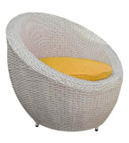 Craft Designer Outdoor Wicker Furniture Set - Chair and Table Set for Garden, Balcony, Terrace, Poolside, or Patio - All-Weather Rattan Seating (Apple Chair Beige + Yellow, 4+1)