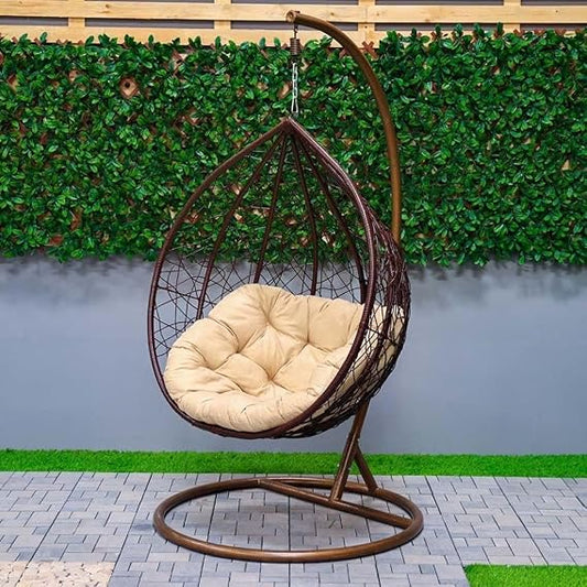 Craft Single Seater Hammock Swing Chair with Stand with One Big Cushion Hanging Jhula for Indoor,Outdoor, Balcony,Home, Patio, Yard, Balcony, Garden