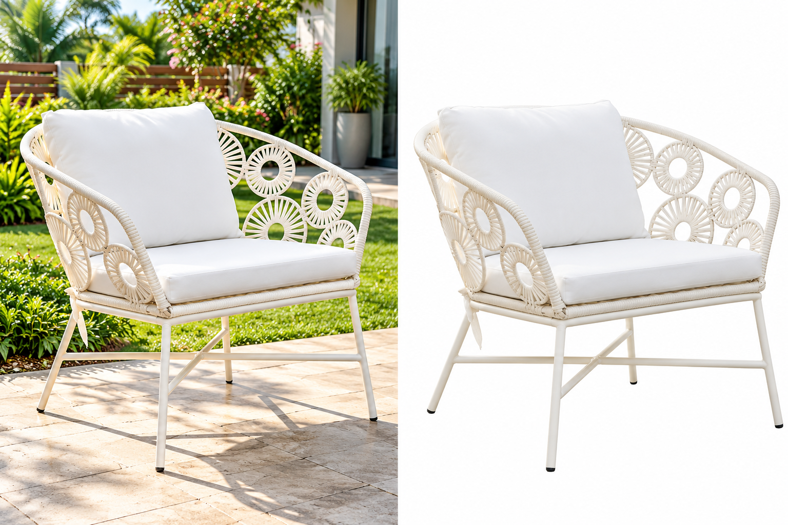 Outdoor Garden Balcony Single Seater Sofa (White)