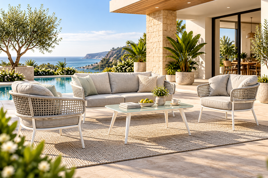 Outdoor Sofa Set 3 Seater , 2 Single seater and 1 Center Table Set (Grey) Braided & Rope