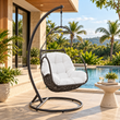 Outdoor Rattan Wicker Hanging Swing Chair with Cushion