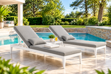 Outdoor Swimming Poolside Lounger (Set of 2 ) With 1 Side Table (Black +White)